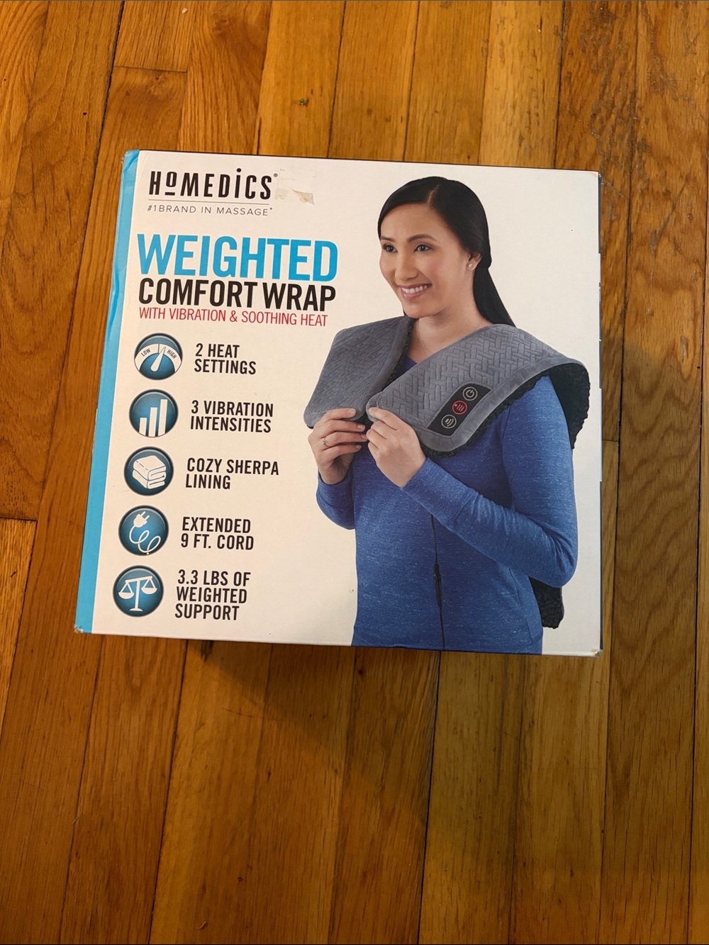 Homedics Gray Weighted Comfort Wrap with Vibration & Heat NEW IN BOX